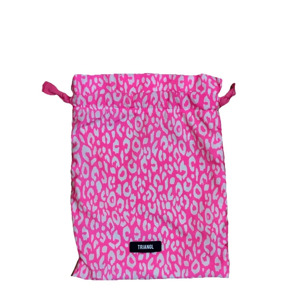 Triangl Pink Geometric Drawstring Lined‎ Bikini Swimsuit Bag EUC